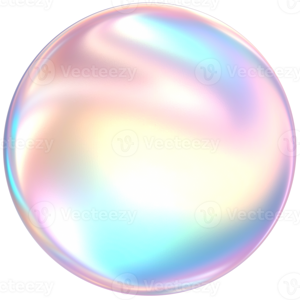 3D Rendering Holographic Pastel Round Glossy Button Illustration png
