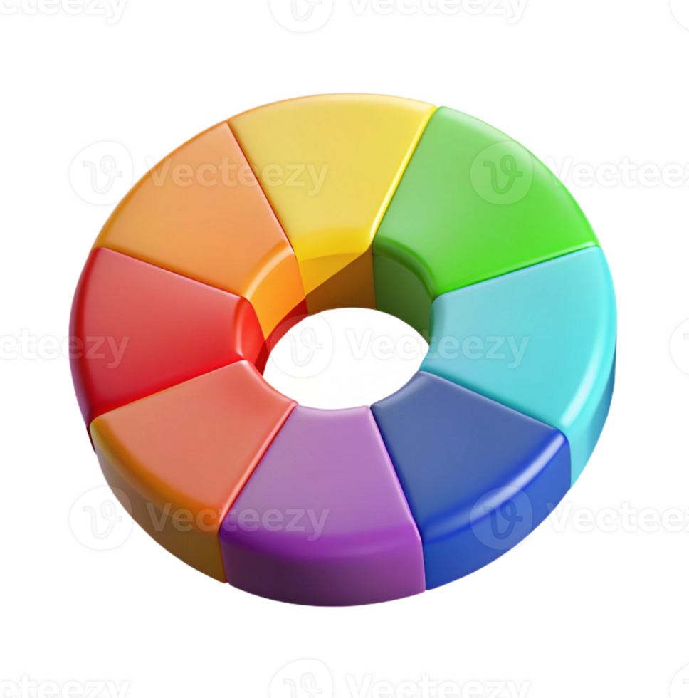 3D Color Wheel with Bright Rainbow Colors png