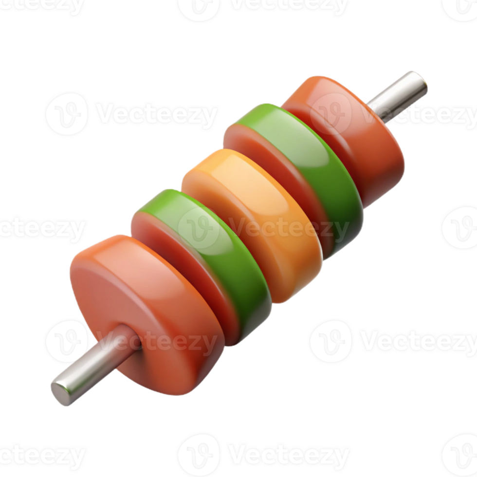 Grilled Vegetables on Skewers in 3D Design png