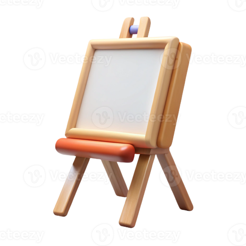 Artist Easel with Blank Canvas in 3D png