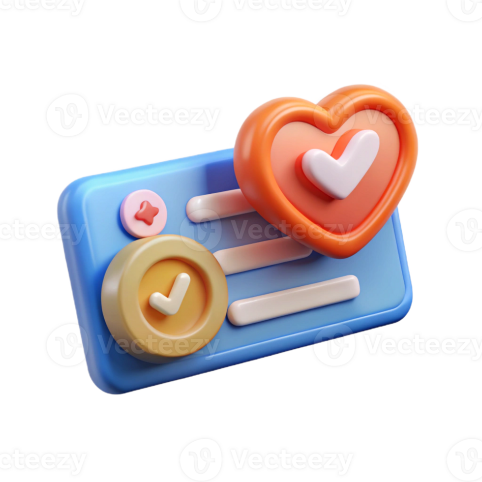 Heart Symbol on Check Design in 3D png