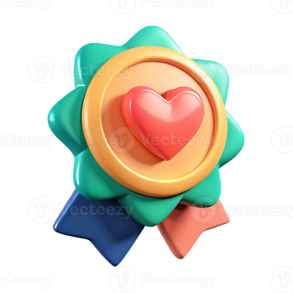 3D Volunteer Badge with Heart Symbol png