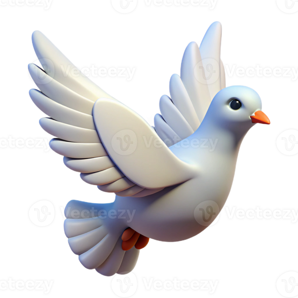 3D Icon of Flying Dove with White Wings png