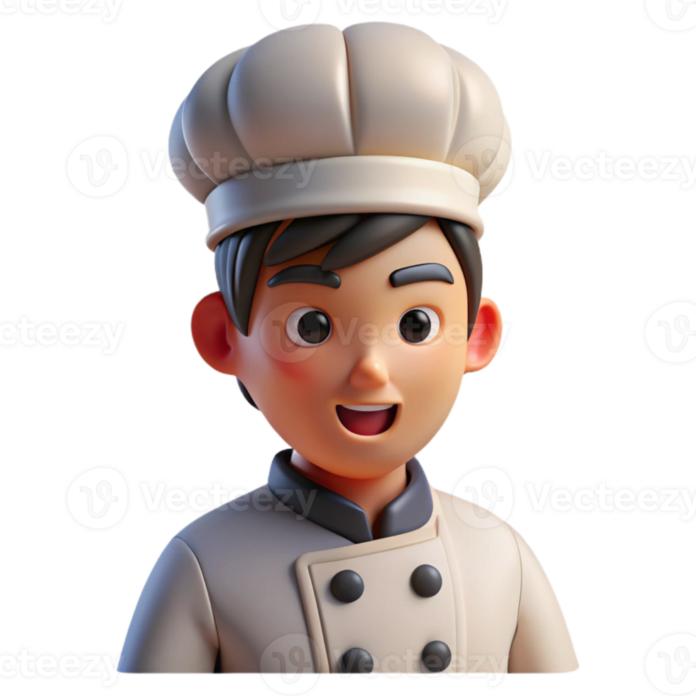 3D Chef with Cooking Hat and Tools png
