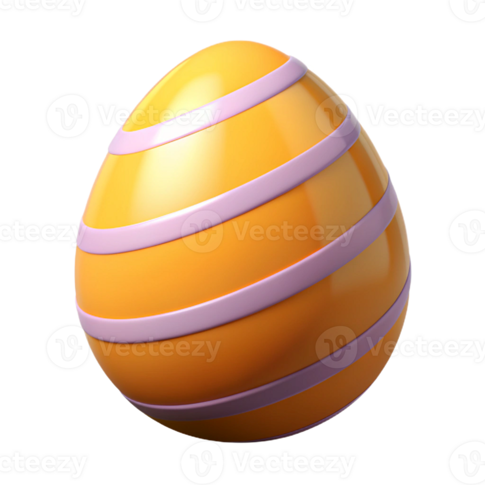 3D Easter Egg with Orange and Yellow Stripes png