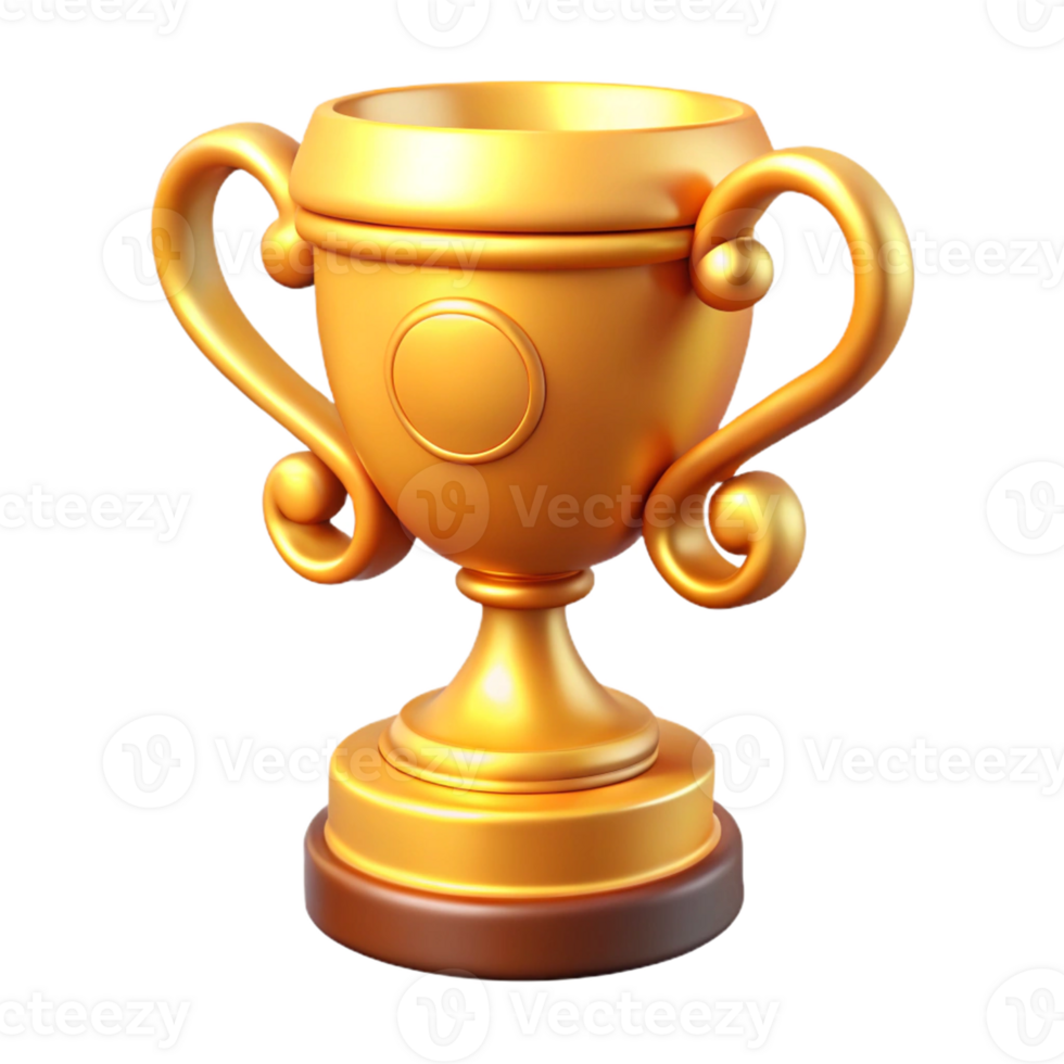 3D Award Trophy with Gold Cup Design png
