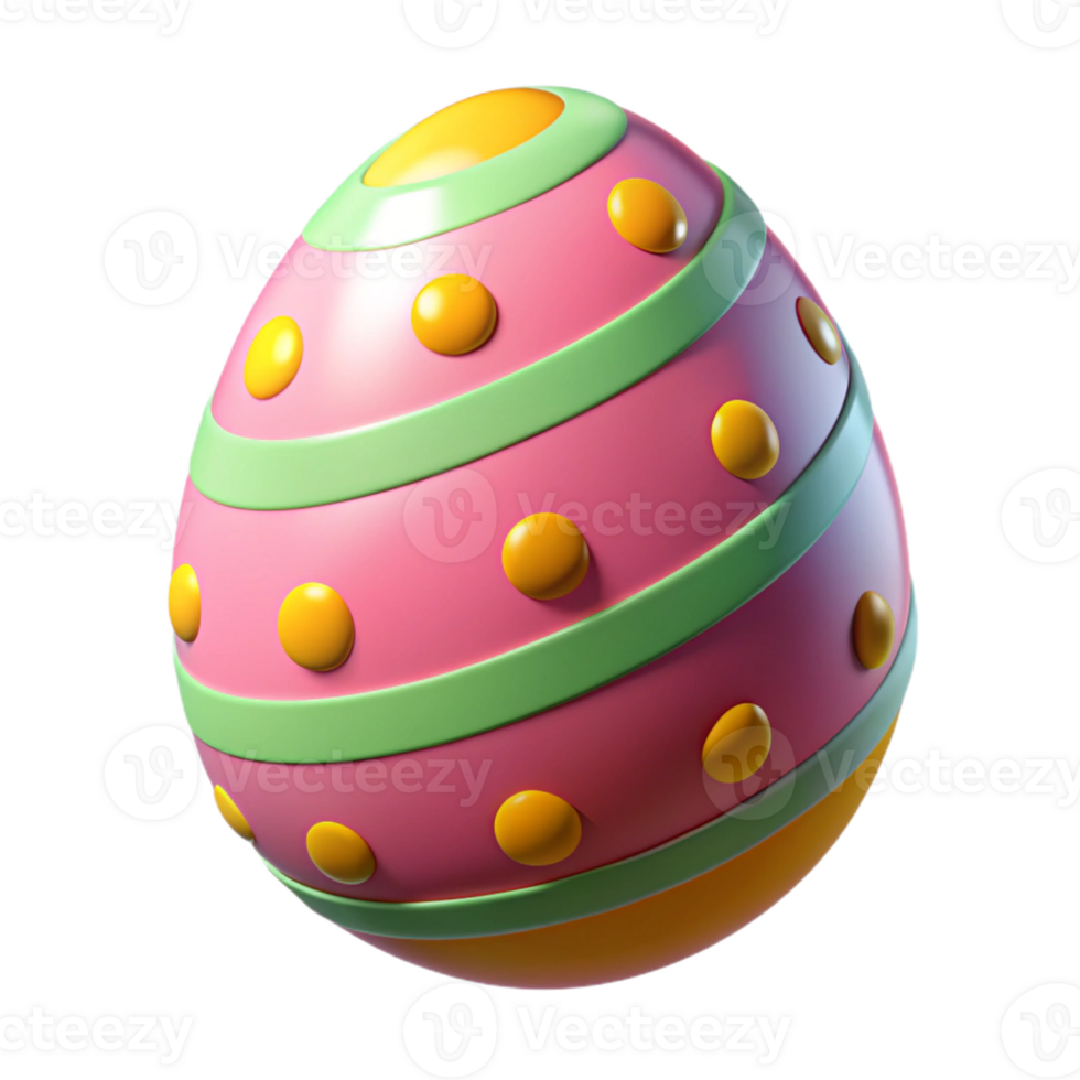 3D Icon of Easter Egg with Decorative Stripes png