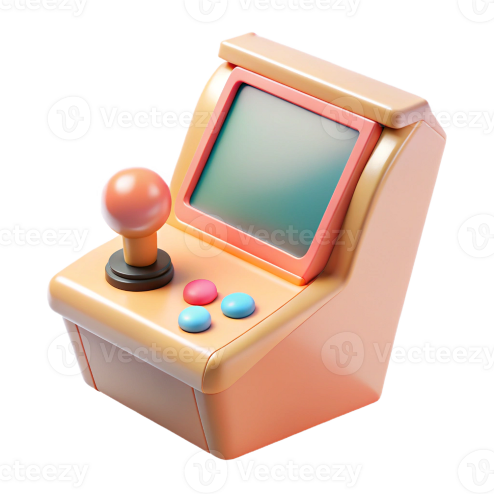 3D Retro Arcade Game Machine Design png