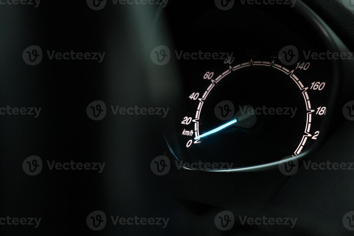 Close up shot of a speedometer in a car. At an engine speed of 1800 rpm on Car dashboard photo