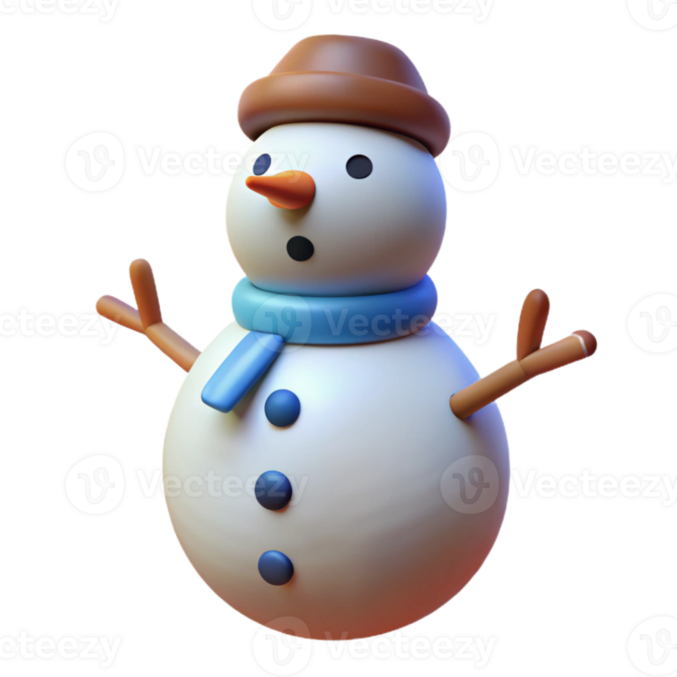 3D Snowman with Winter Hat for Christmas Decor png
