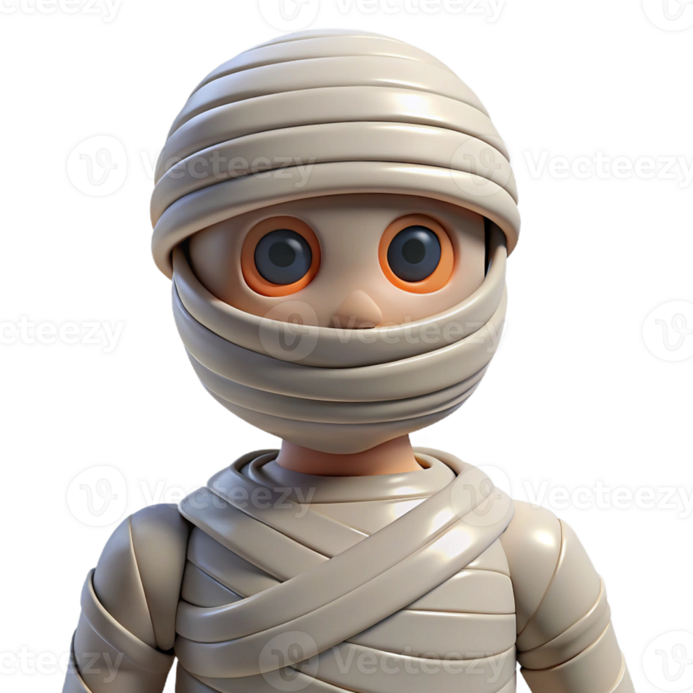 3D Mummy Wrapped in Bandages for Halloween Decor png