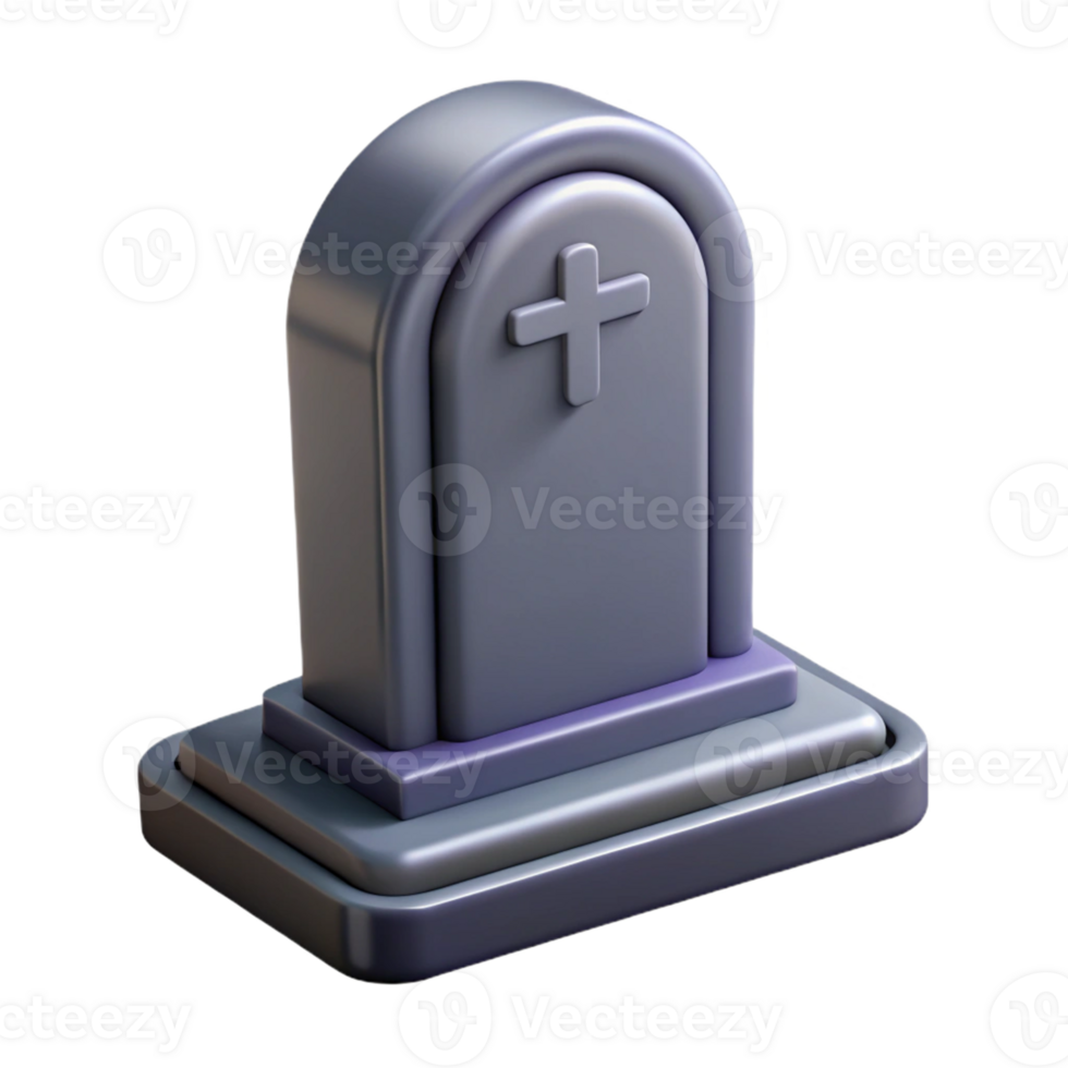 3D Tombstone with Cross for Halloween Graveyard Decor png