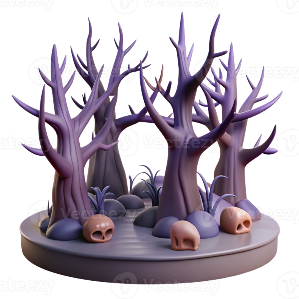 3D Icon of Spooky Halloween Trees for Haunted Decor png