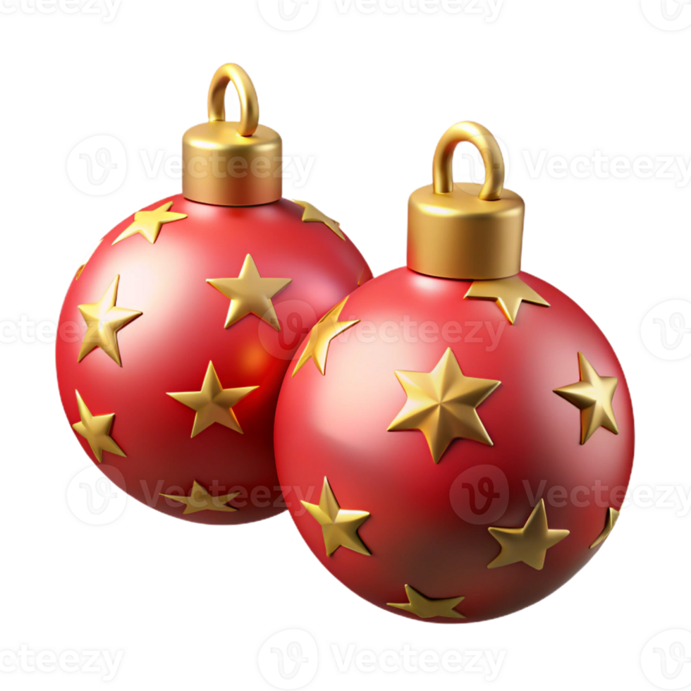 3D Christmas Ornaments with Red and Green Colors for Tree png