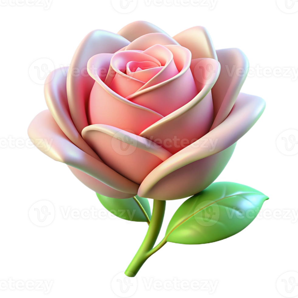 Beautiful Red Rose in 3D Design for Floral Art png