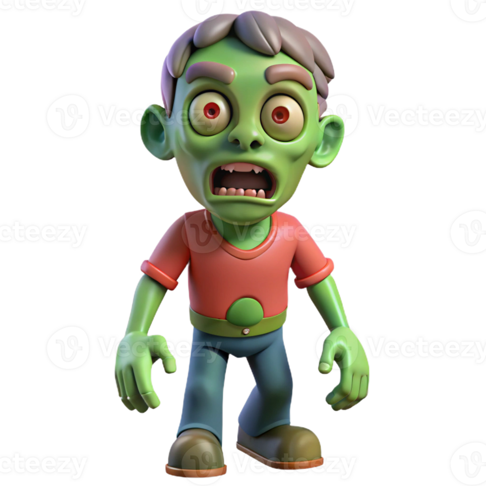 Scary Zombie with Gory Face in 3D Design png