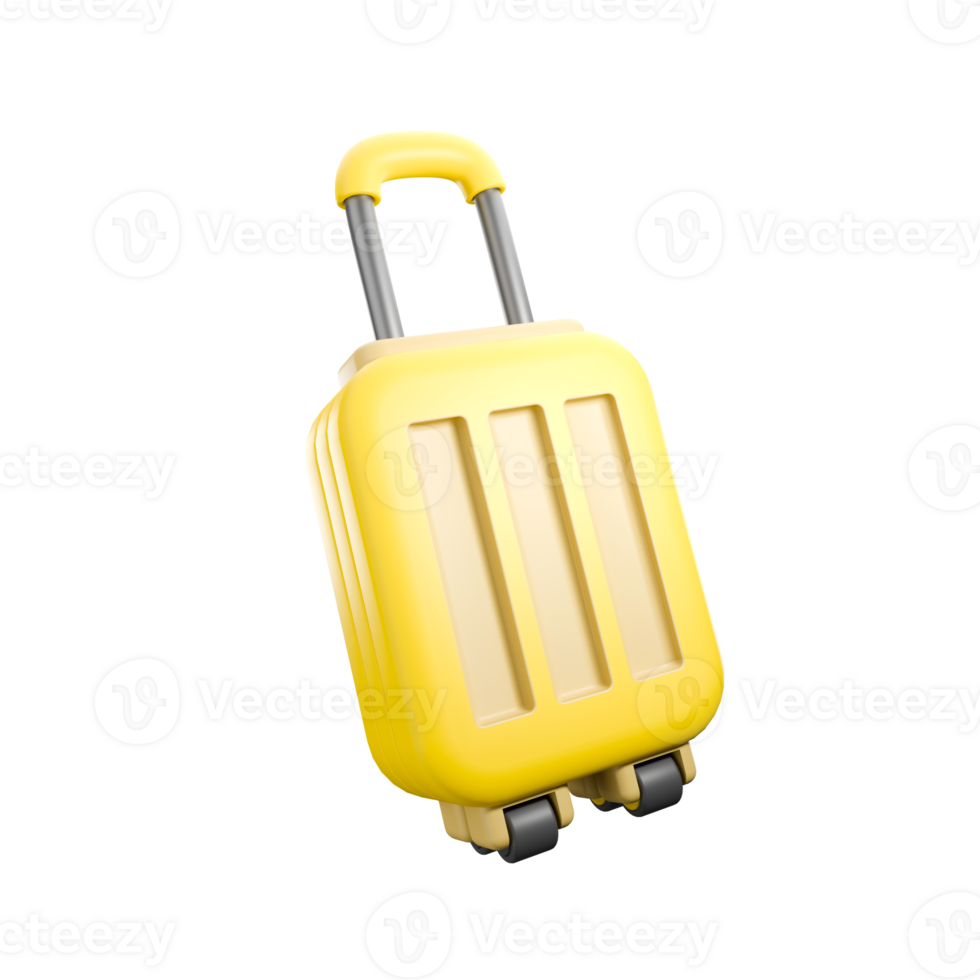 a 3D icon render yellow wheeled suitcase png