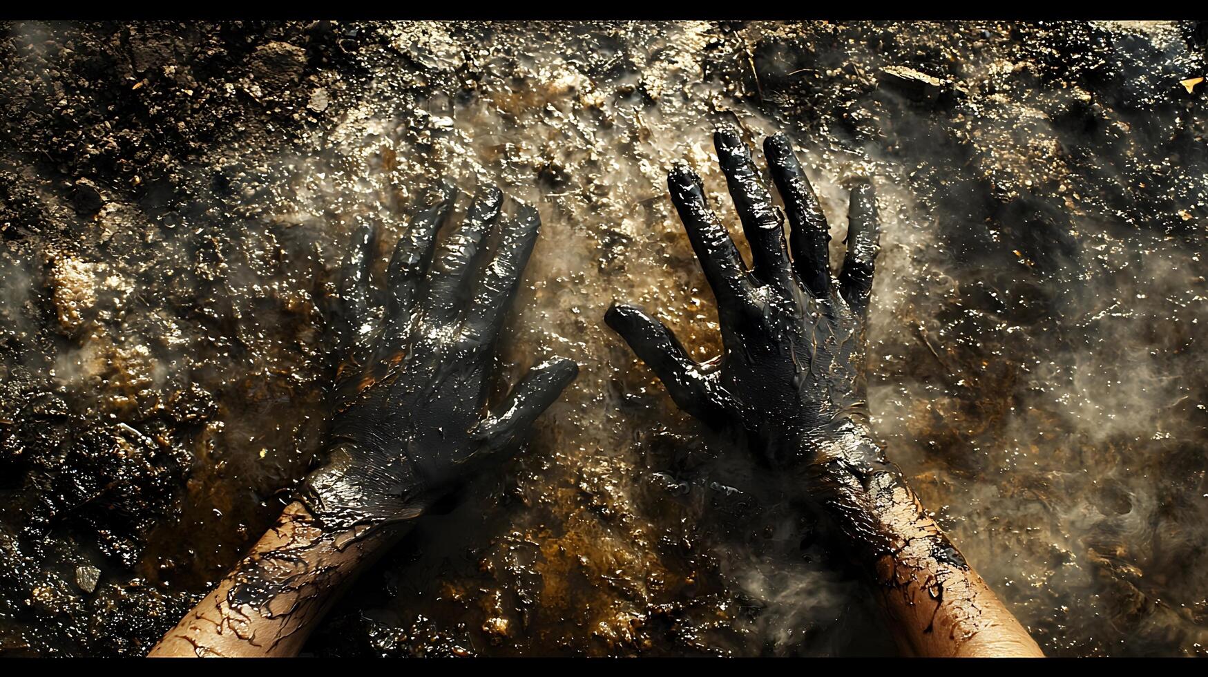 Hands Submerged In Dark Viscous Substance photo
