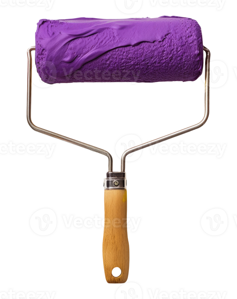Paint roller with purple paint png