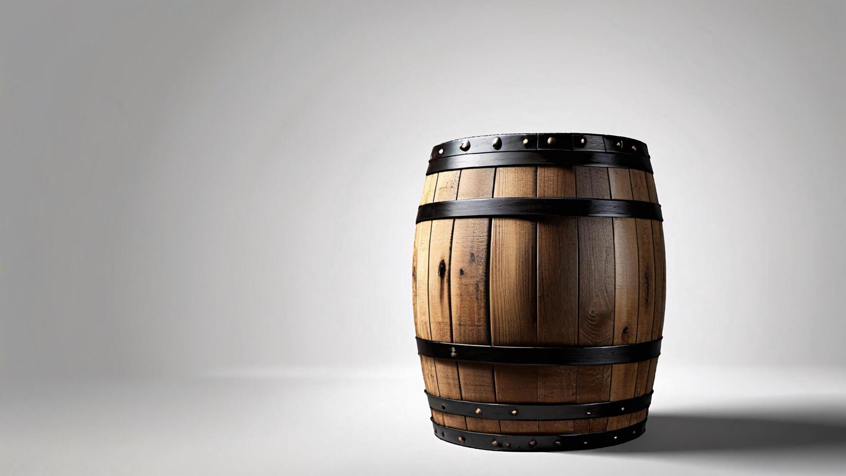 Wooden barrel on white background. photo