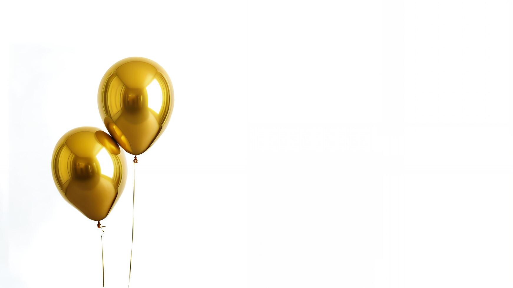 Two gold balloons on white background. photo