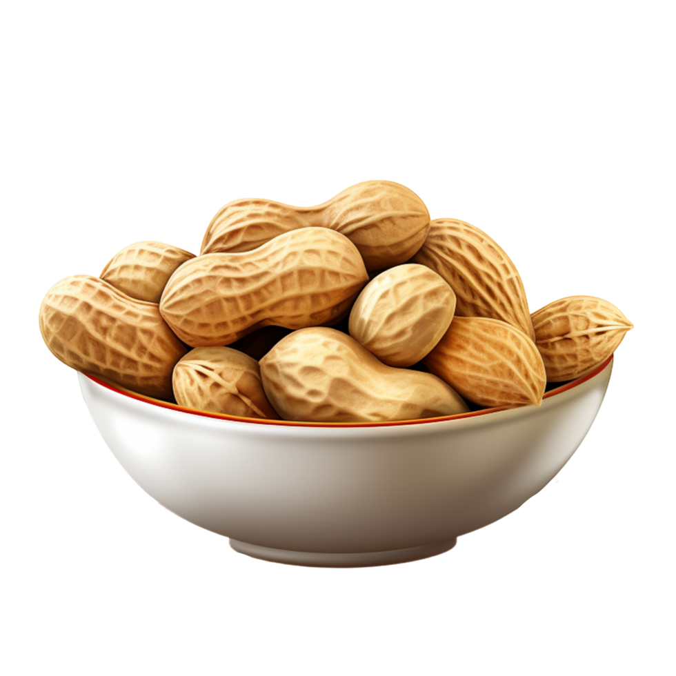 Bowl of fresh peanuts in shell for healthy snacks and food concepts png