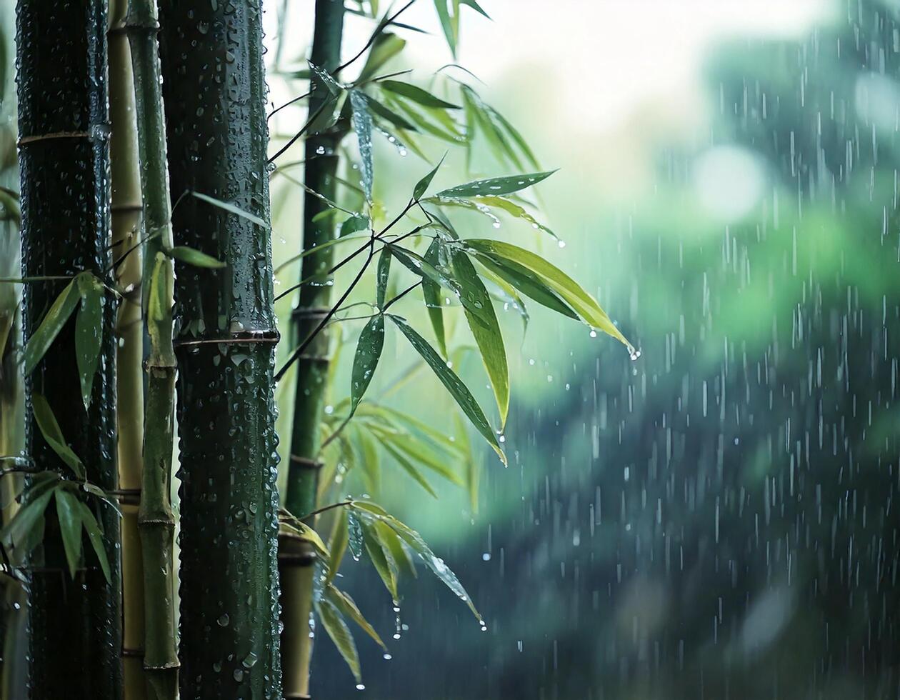 Bamboo tree background with soft and saturated color photo