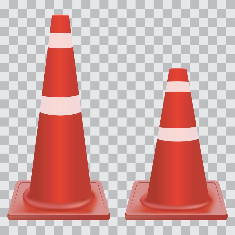 Traffic cone on translucent background for decoration vector
