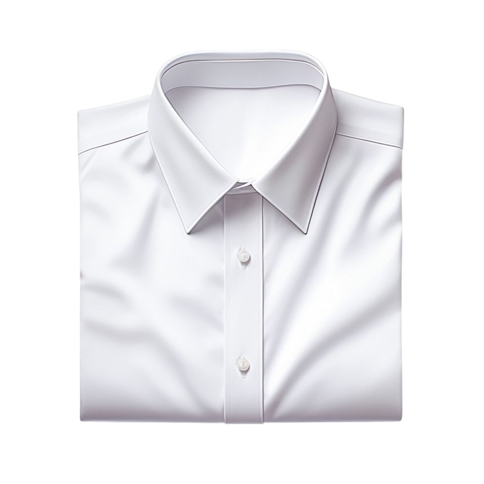 Classic white dress shirt with folded collar and buttons png