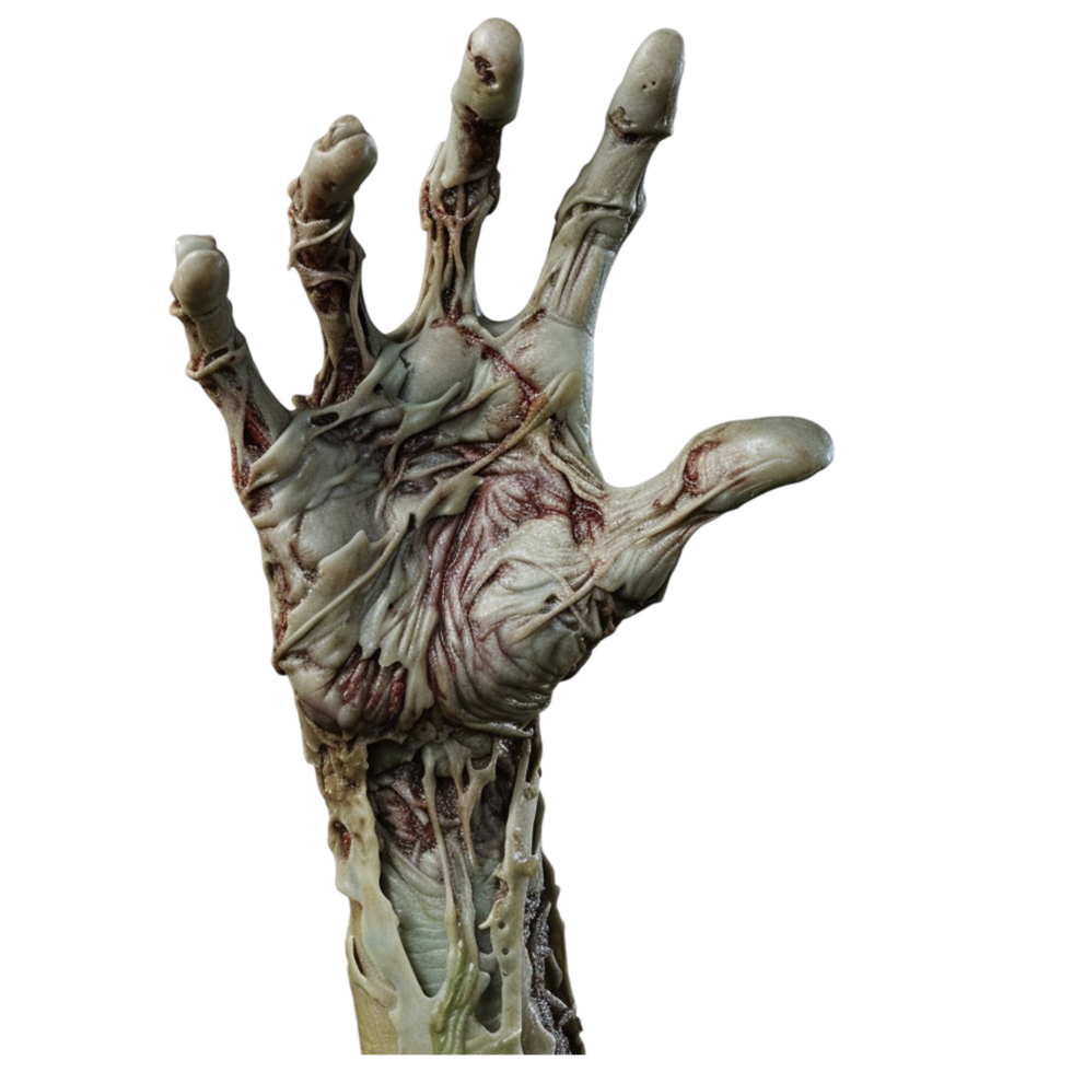Decayed zombie hand with realistic veins and texture png