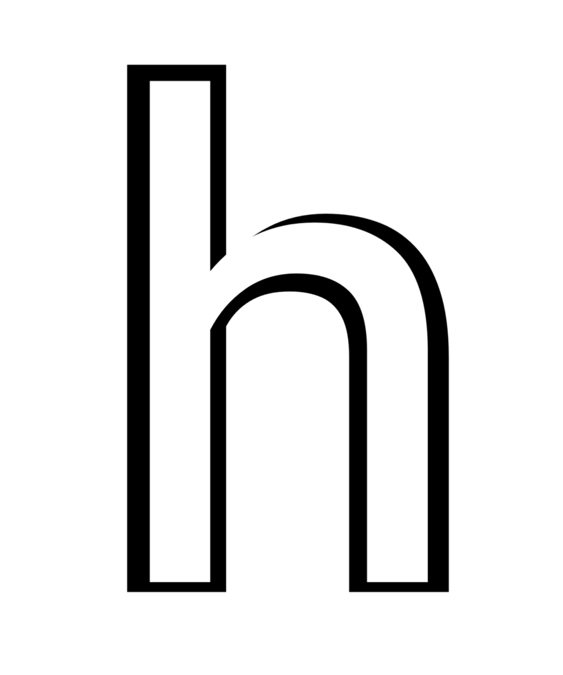 black and white english small letter h png