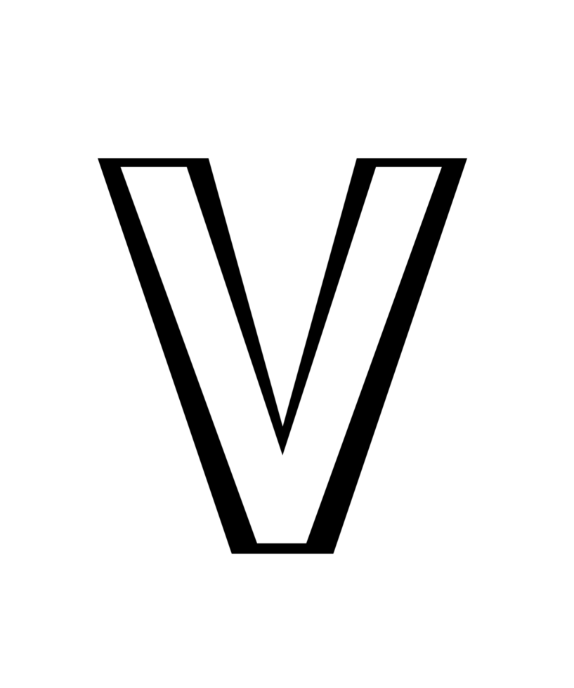 black and white english small letter v png