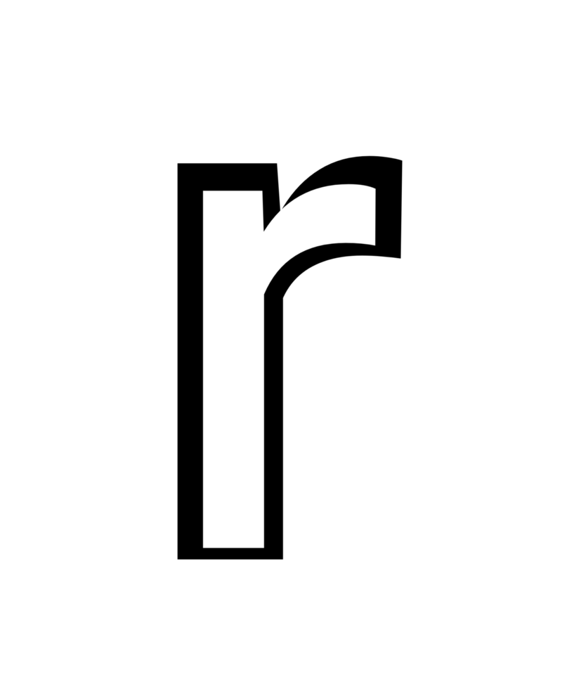 black and white english small letter r png