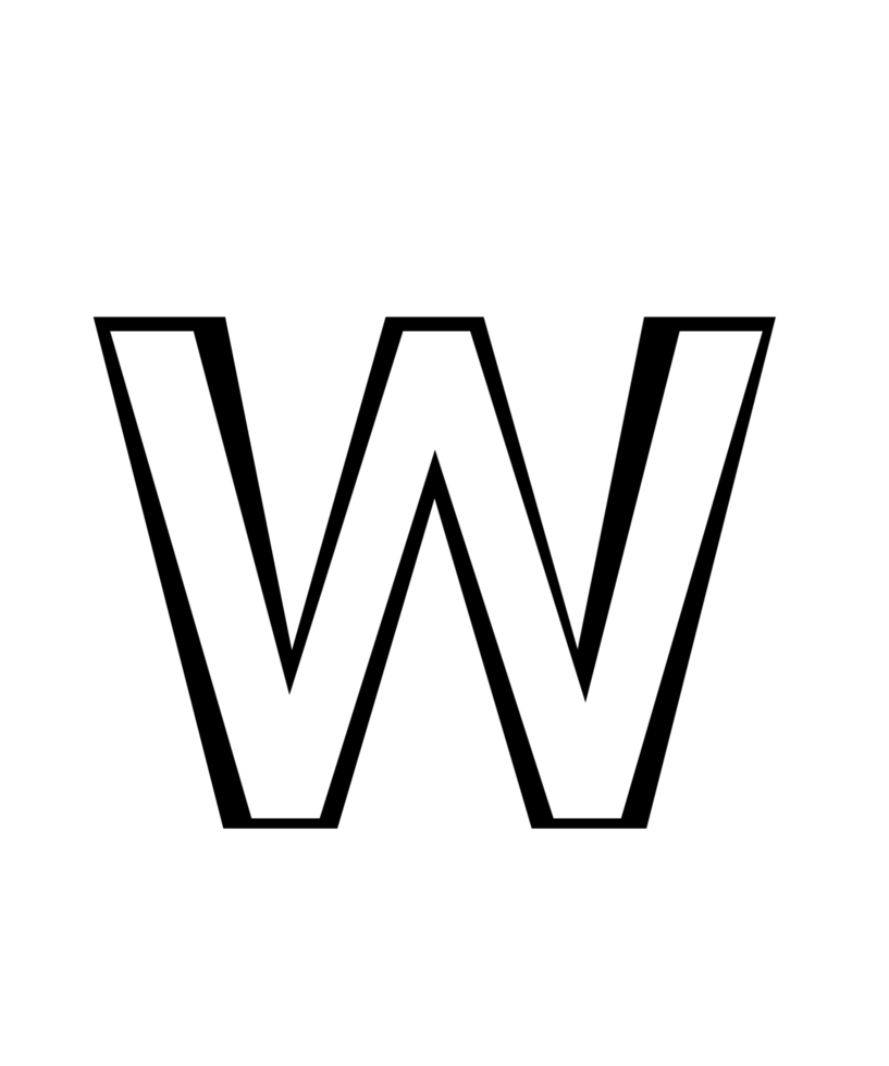 black and white english small letter w png