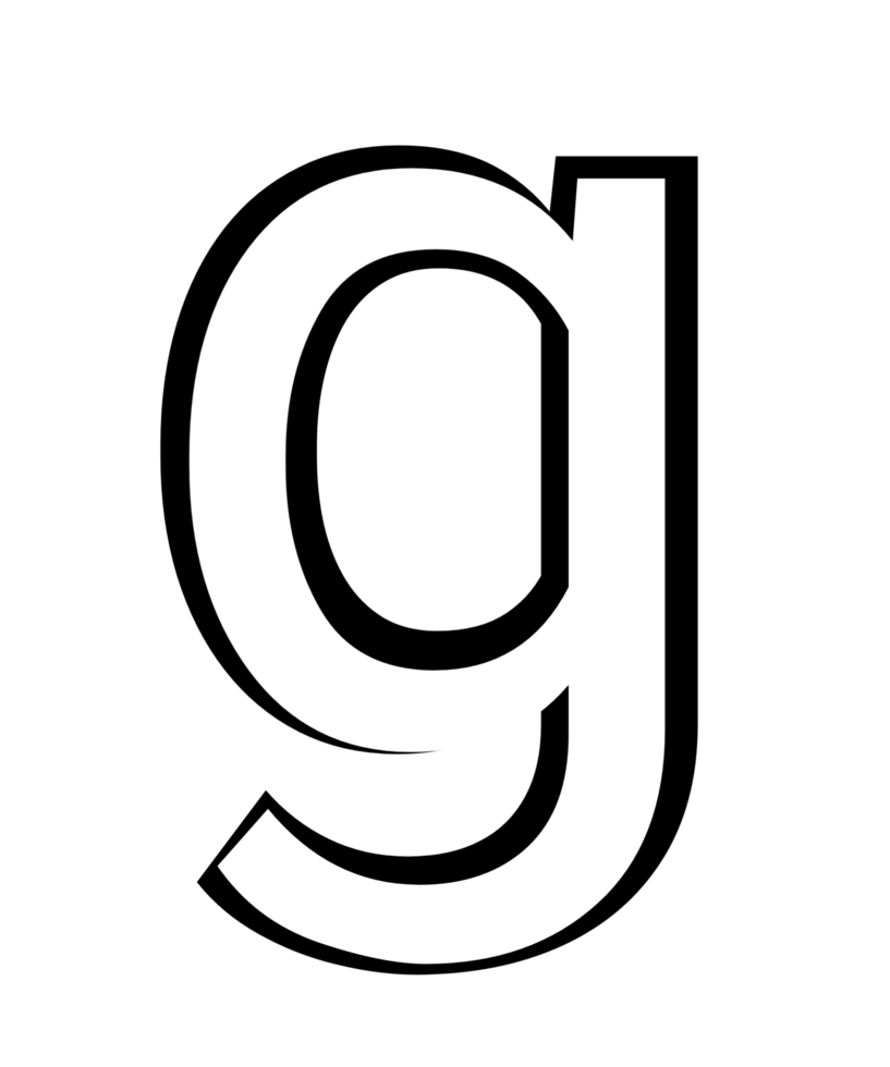 black and white english small letter g png