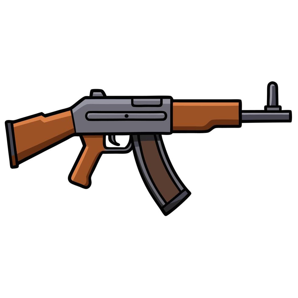 Detailed DP-28 Weapon Drawing vector