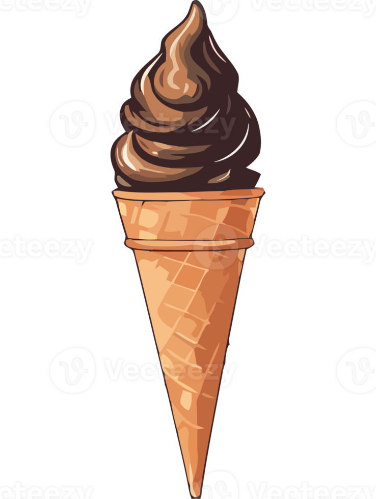 Sweet summer treat chocolate waffle cone sundae icon isolated png