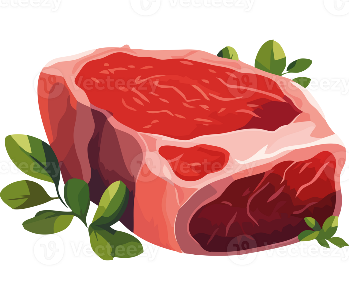 Fresh meat meal, pork steak with herb slice icon isolated png