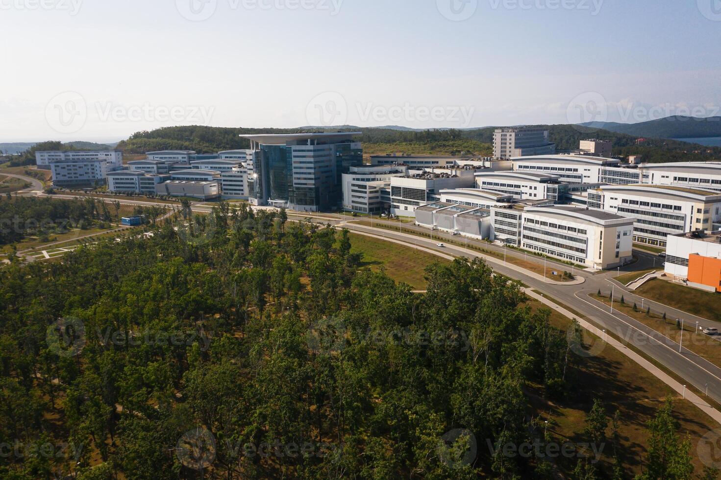 View from a drone on the campus of the university photo