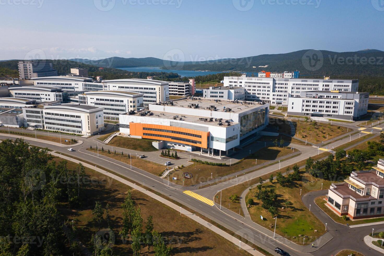 View from a drone on the campus of the Far Eastern Federal University photo