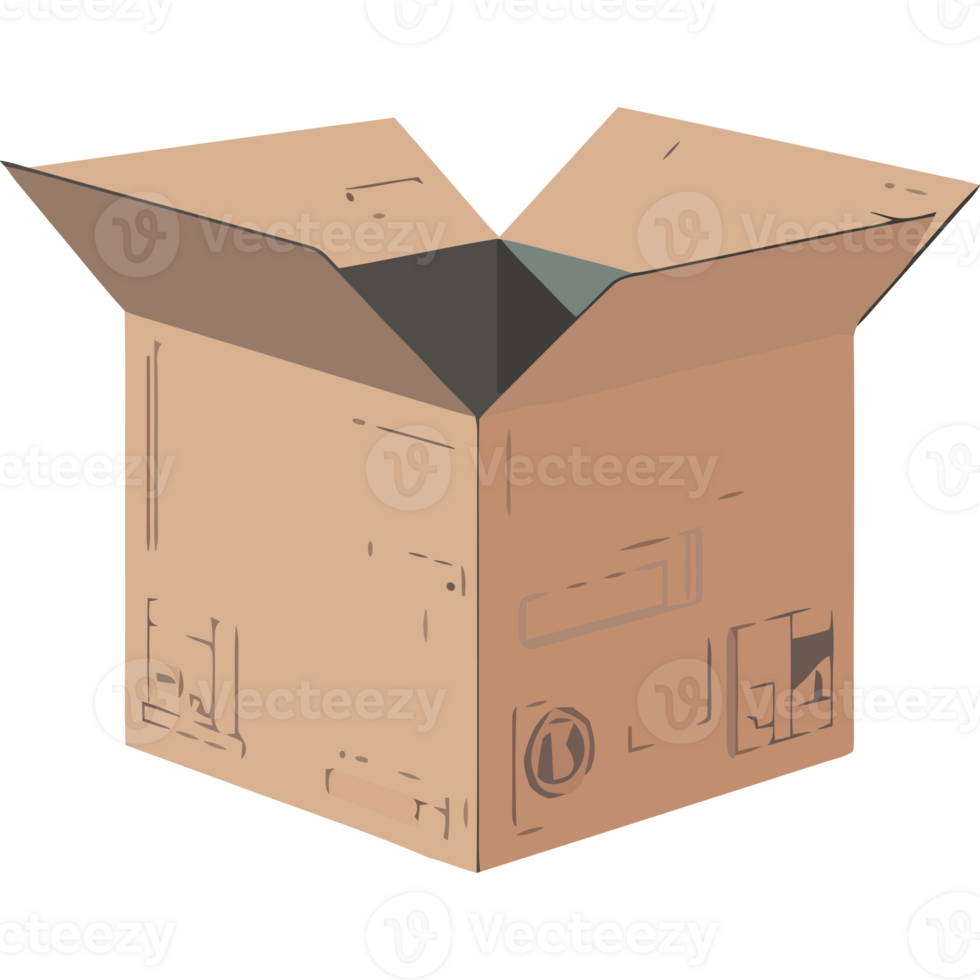 An open cardboard box icon png
