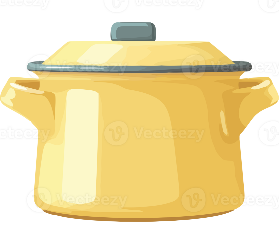 A yellow pot with a lid isolated png