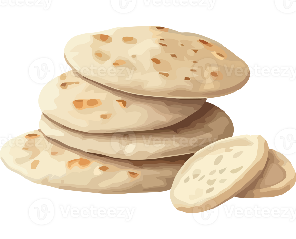 Freshly baked pita bread stacked icon isolated png