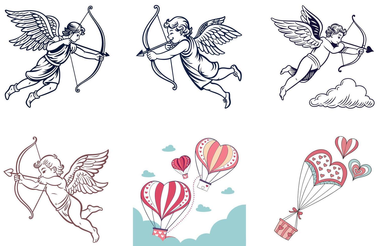 Romantic Red Valentine Bundle - A Delicate Floral Collection Illustrations vector