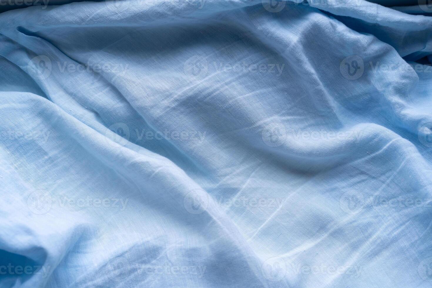 Soft blue linen fabric photo