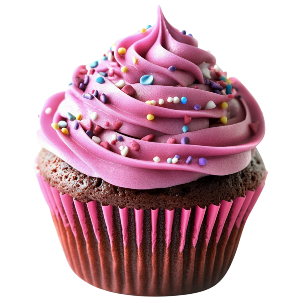 Pink Cupcake with Swirl Frosting png