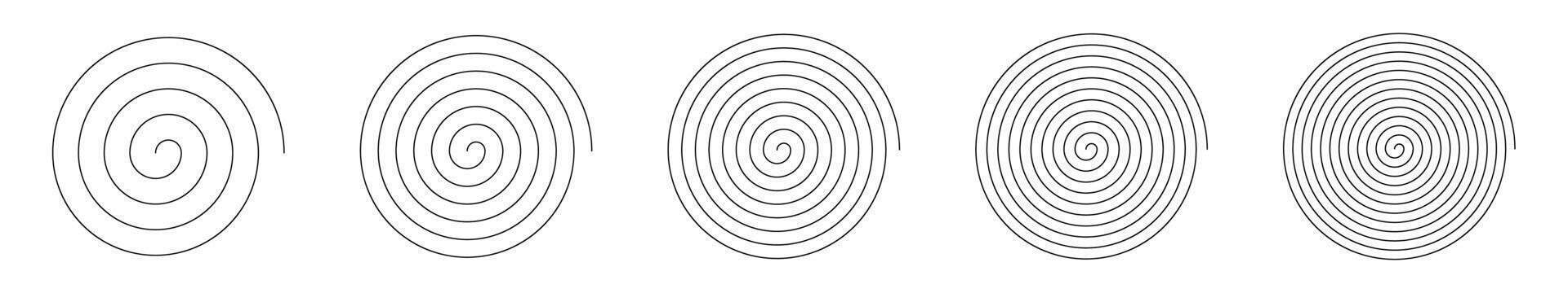 Single thin line spiral. Line in circle form. Thin black spiral symbol. Spiral, swirl, twirl, volute design element with thin line. vector