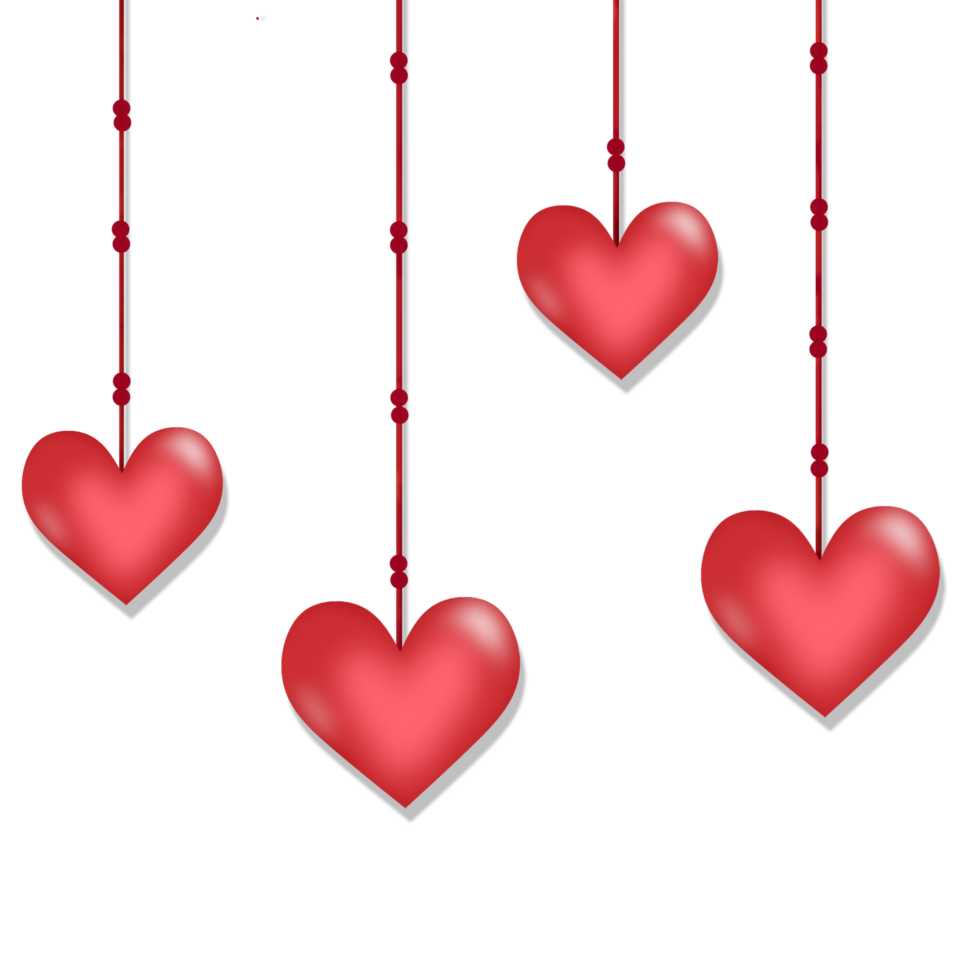 Floating Red Hearts on Transparent Background Valentines Day Design png