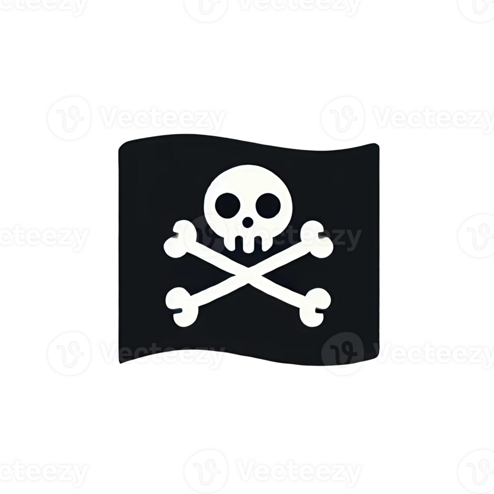 A black pirate flag featuring a skull and crossbones symbol, representing danger, death, and piracy png