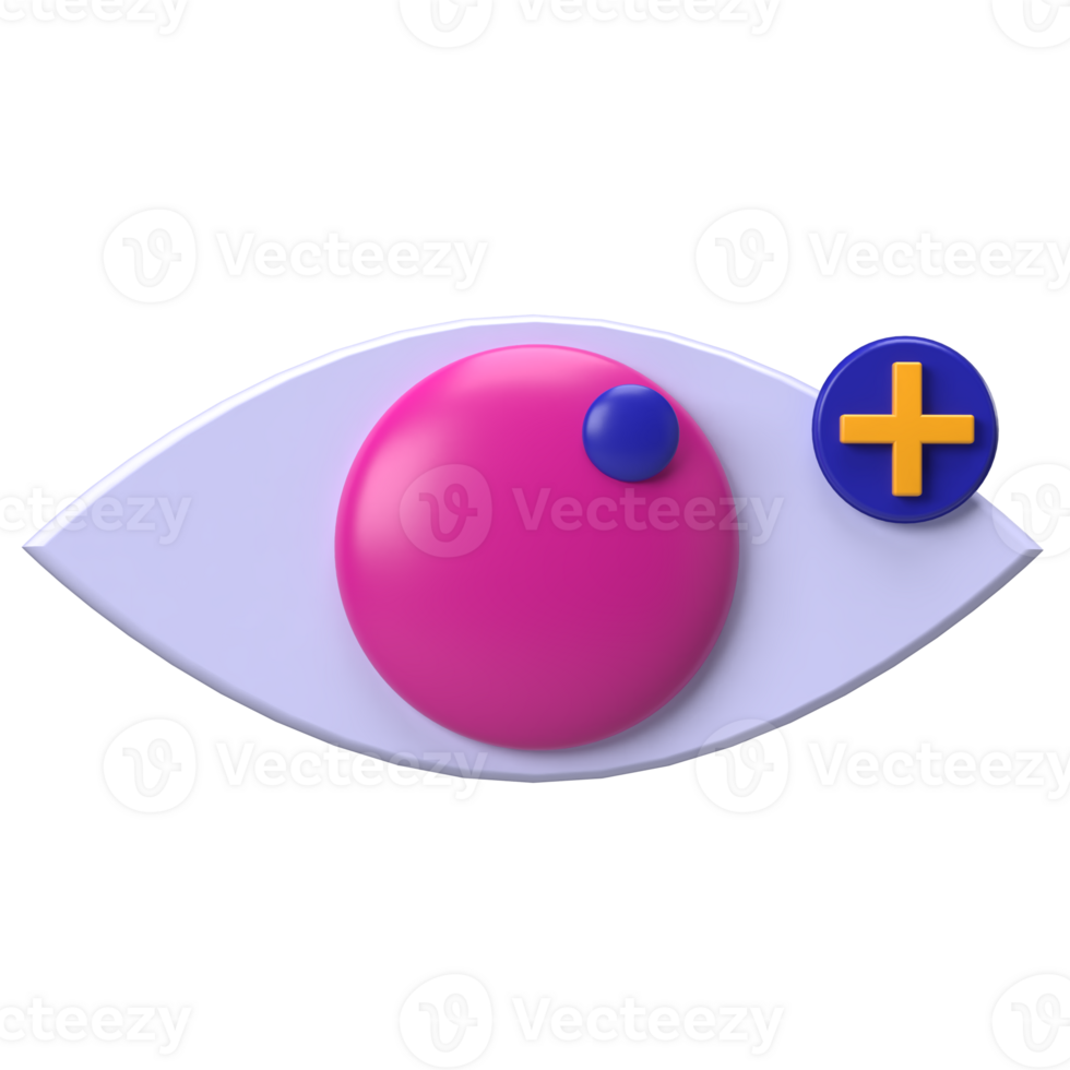 Eye Viewing with Plus Symbol 3D Icon png